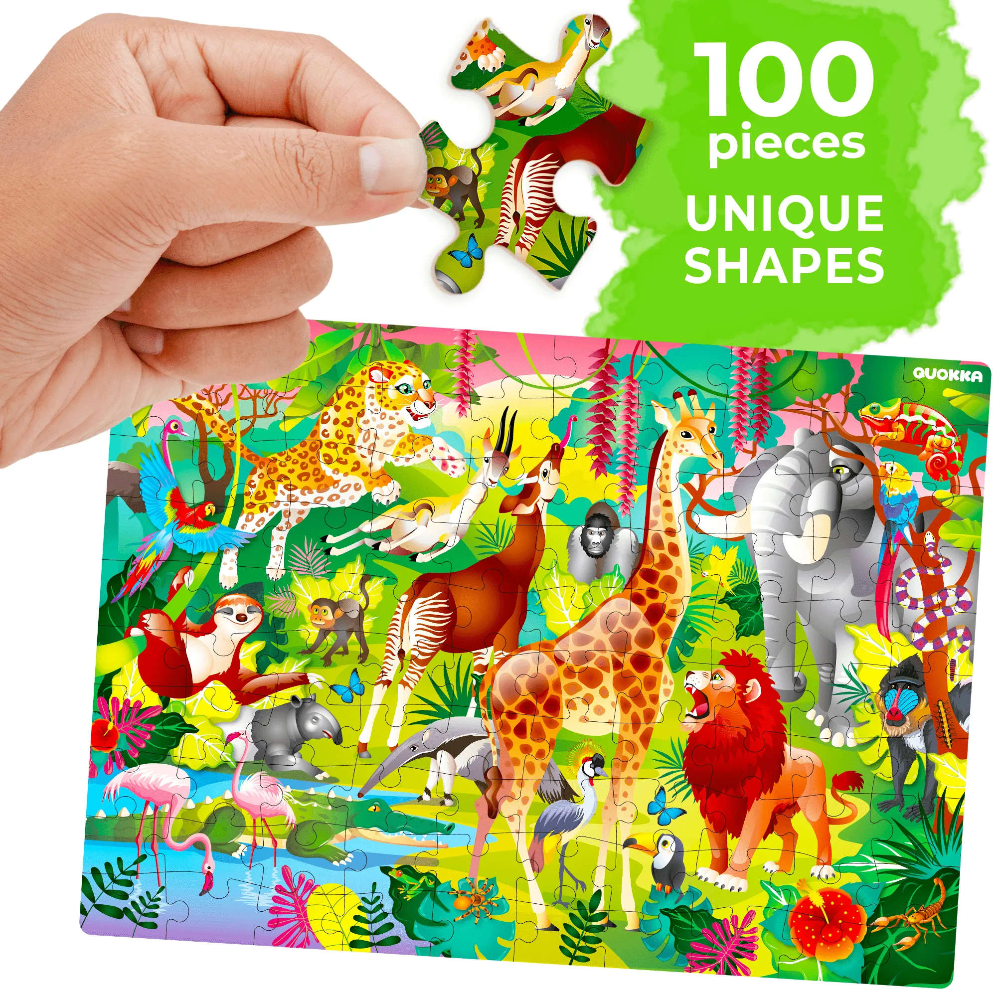 100 Pcs Puzzles for Kids | Wild Animals, Floral