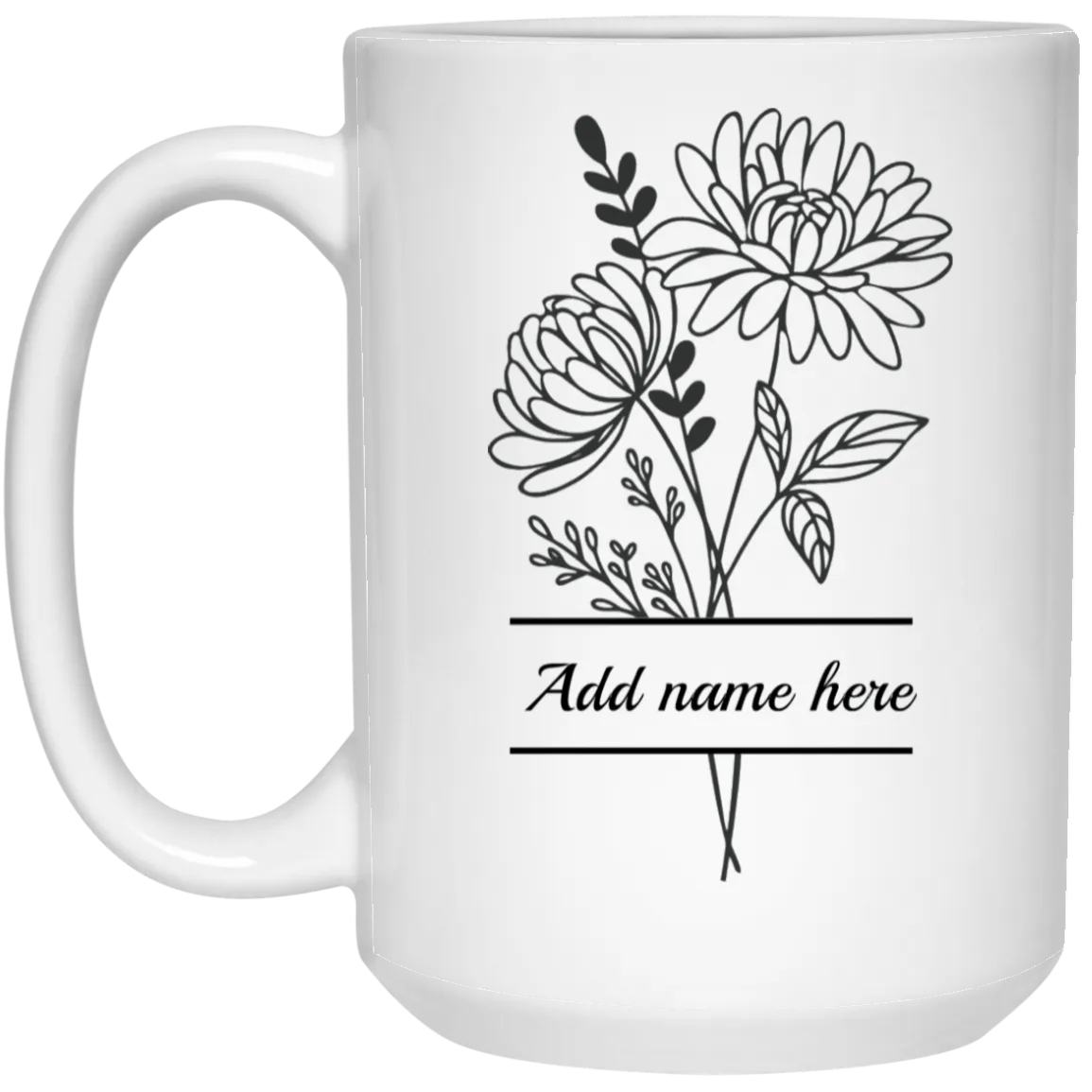 15oz Personalized Chrysanthemum Mug