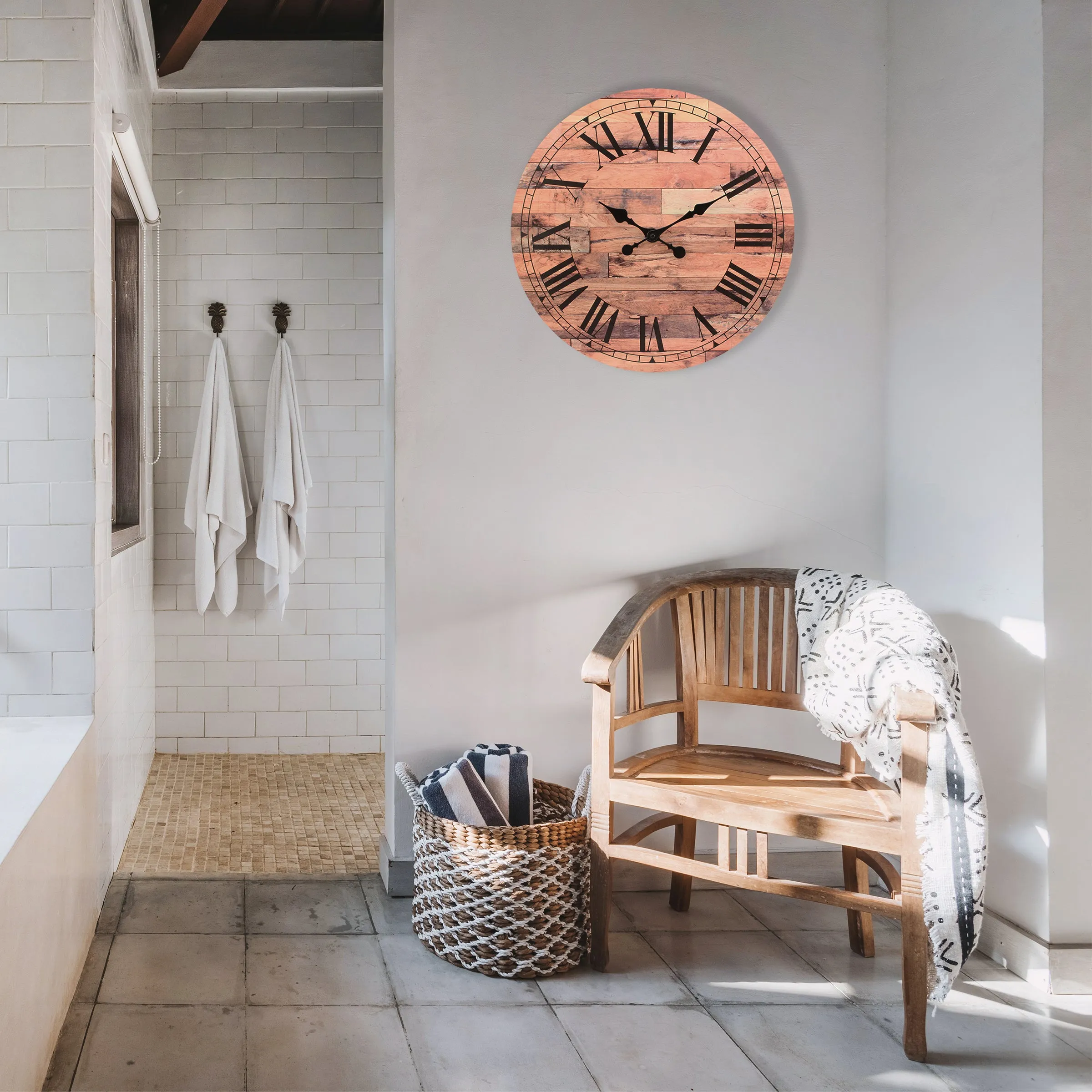 23.6” Roman Numeral Wooden MDF Wall Clock (WS)