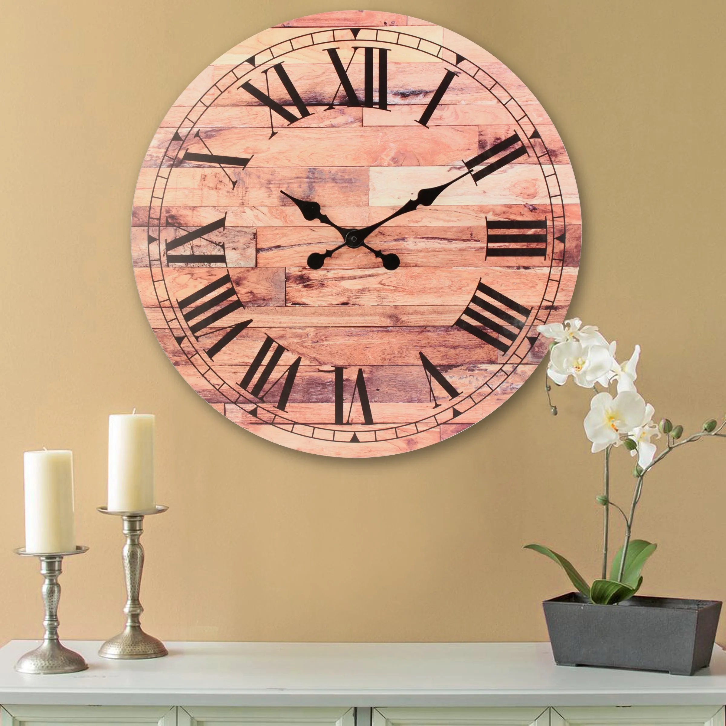23.6” Roman Numeral Wooden MDF Wall Clock (WS)