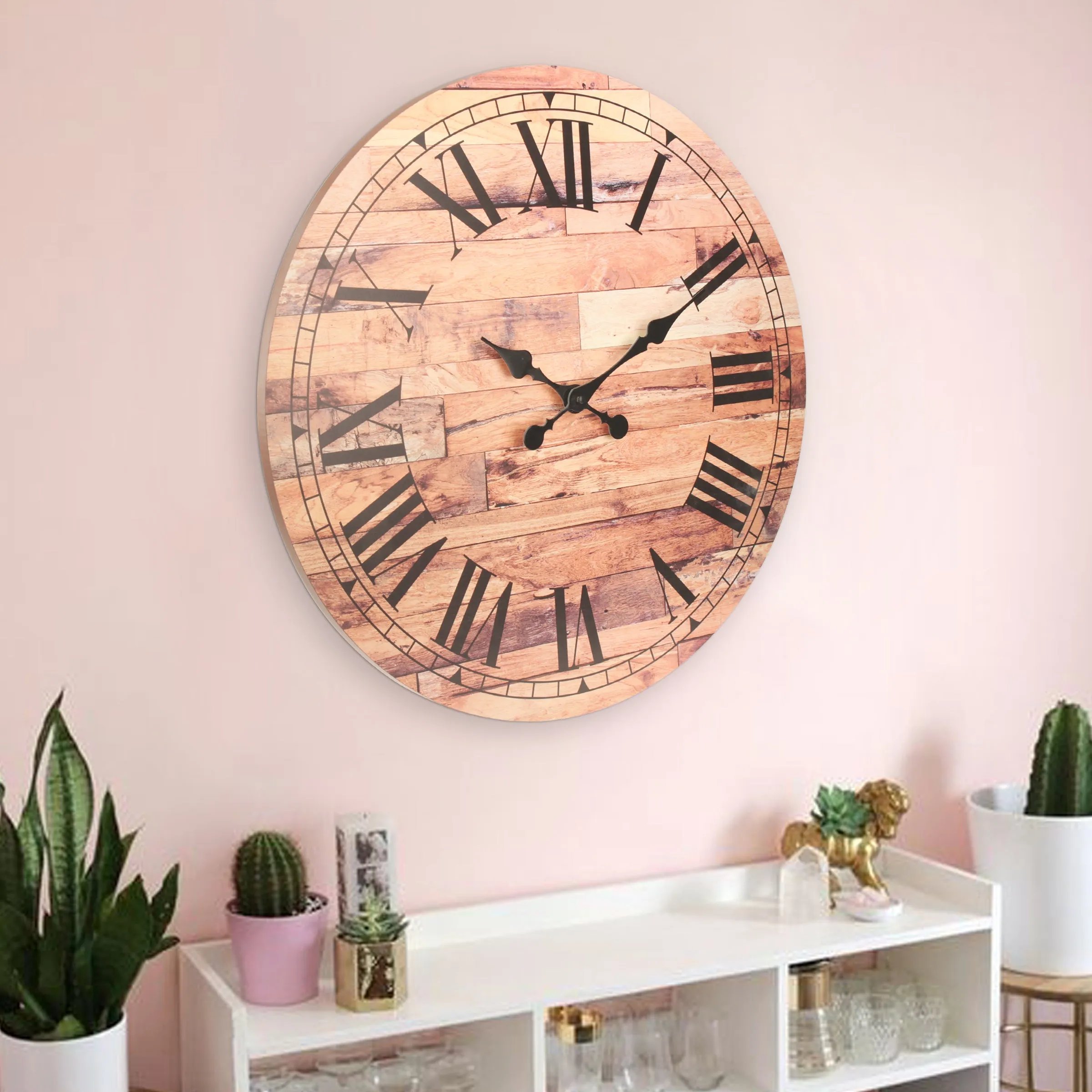 23.6” Roman Numeral Wooden MDF Wall Clock (WS)