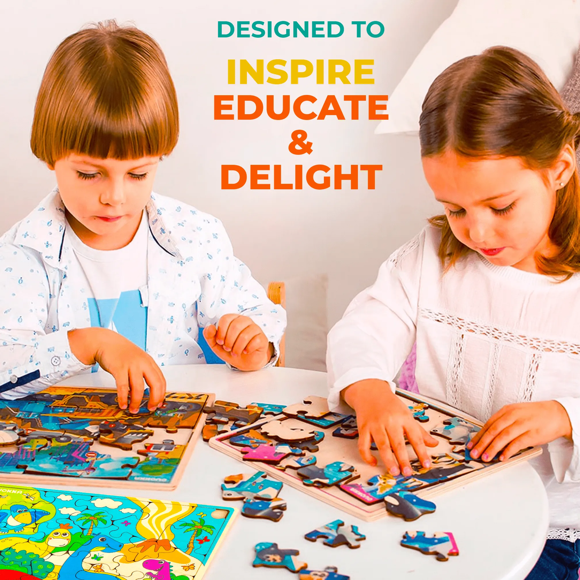 28 Pieces Wooden Puzzles for Kids | Dino