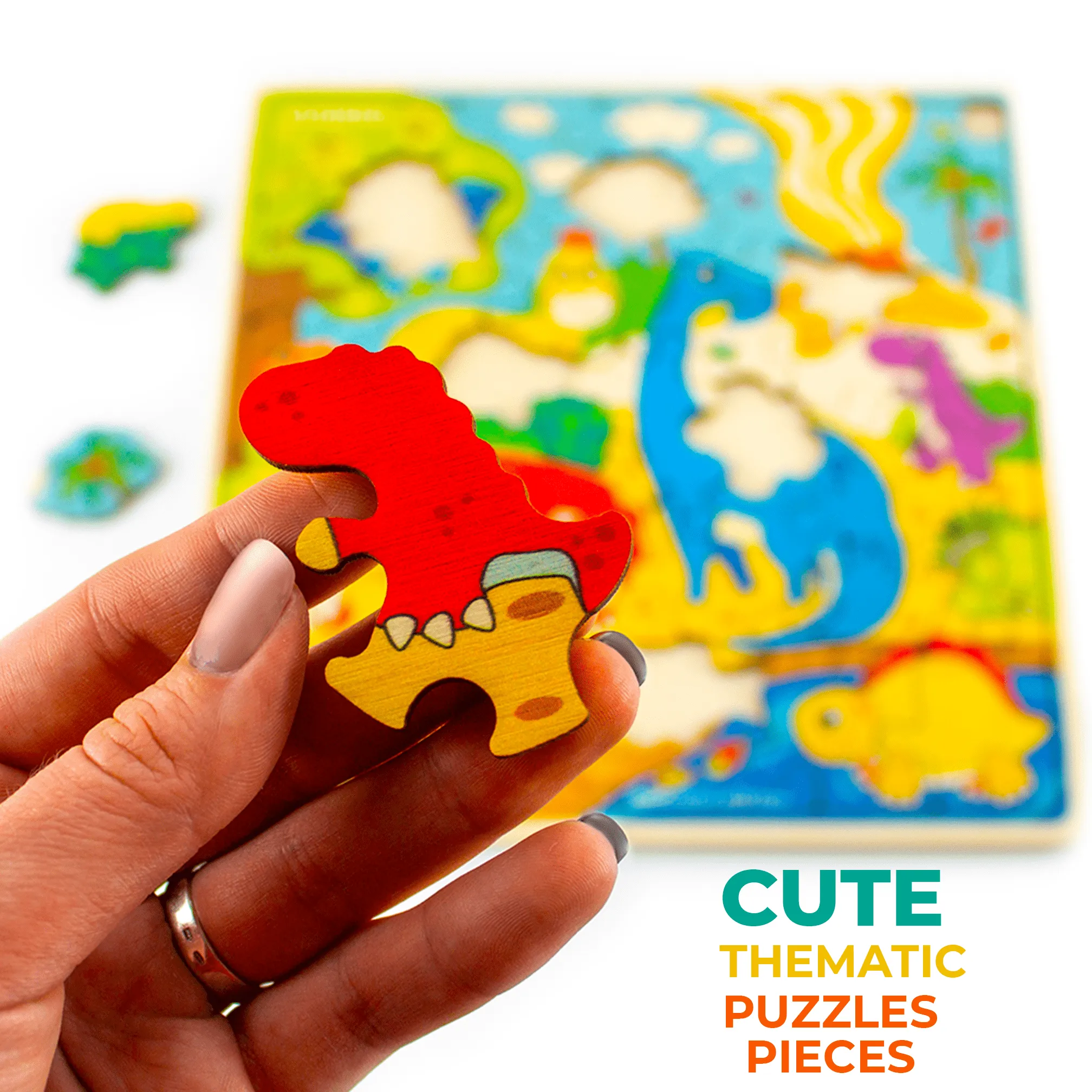 28 Pieces Wooden Puzzles for Kids | Dino