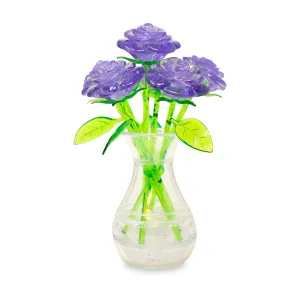 3D Crystal Puzzle - Roses in a Vase (Purple): 47 Pcs