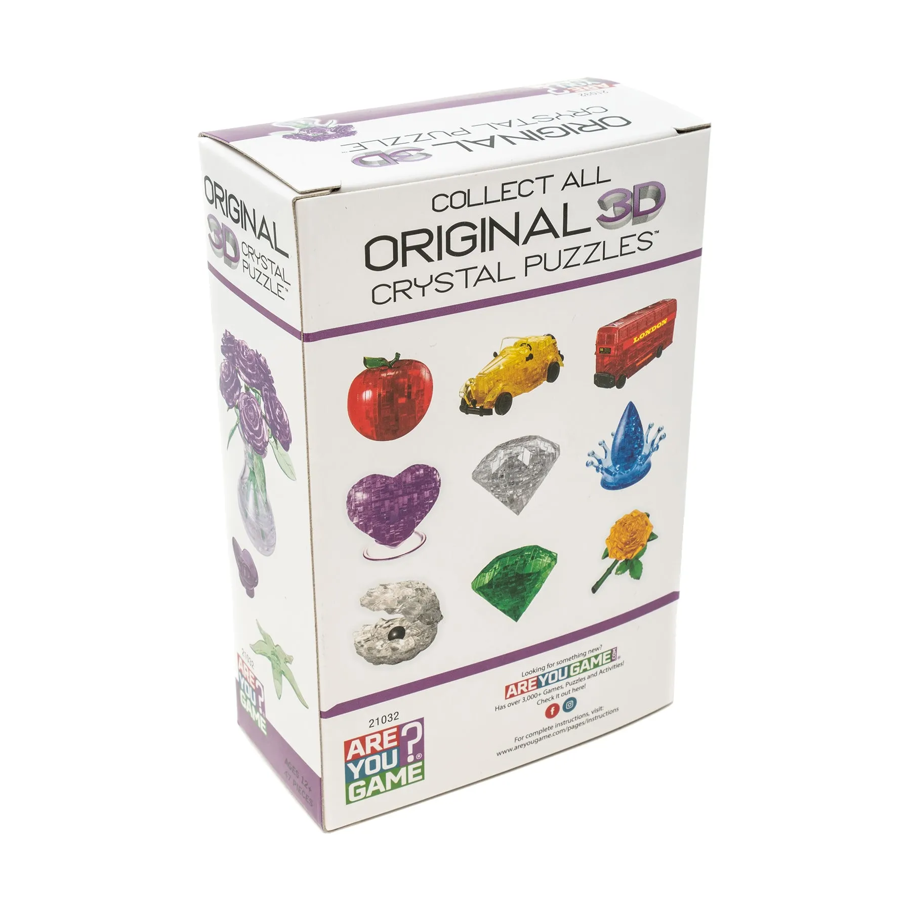 3D Crystal Puzzle - Roses in a Vase (Purple): 47 Pcs