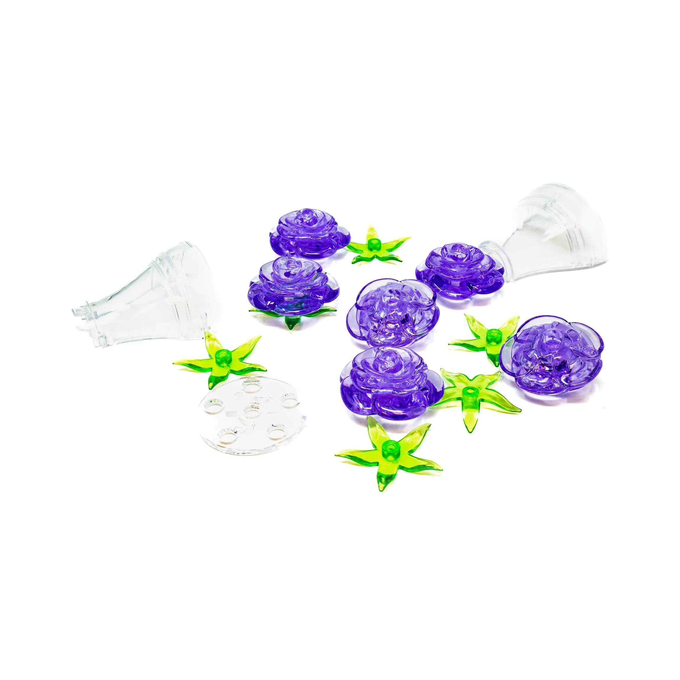 3D Crystal Puzzle - Roses in a Vase (Purple): 47 Pcs