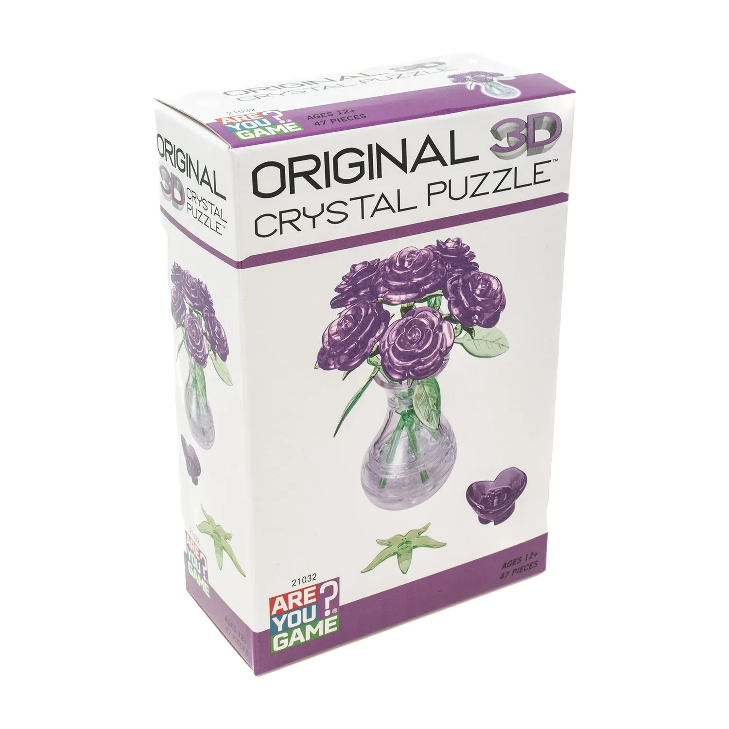 3D Crystal Puzzle - Roses in a Vase (Purple): 47 Pcs