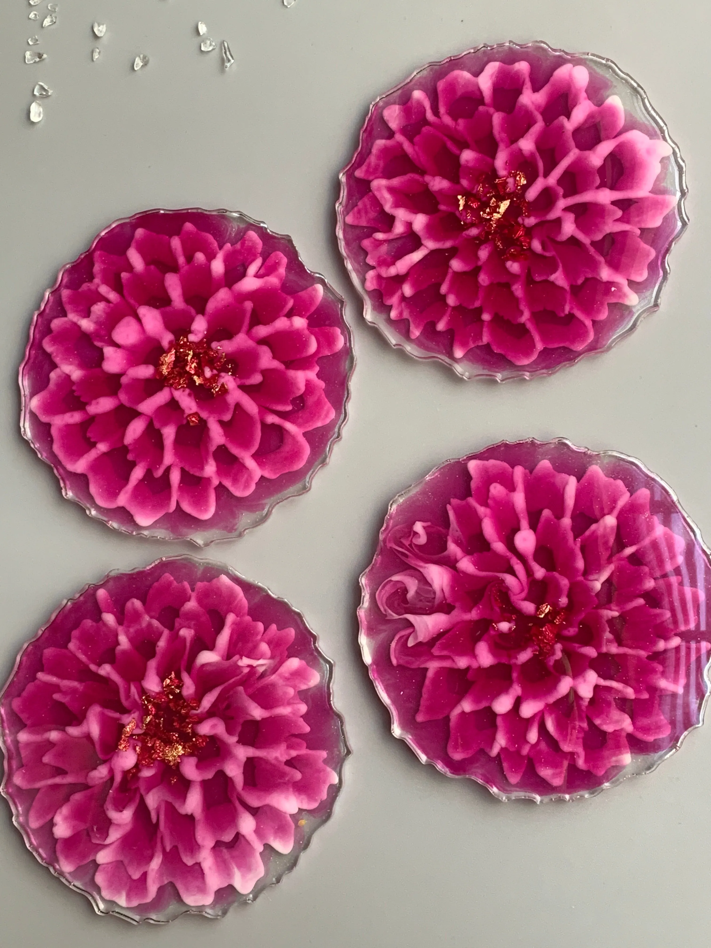 3D Floral Coasters - Dahlia Magenta