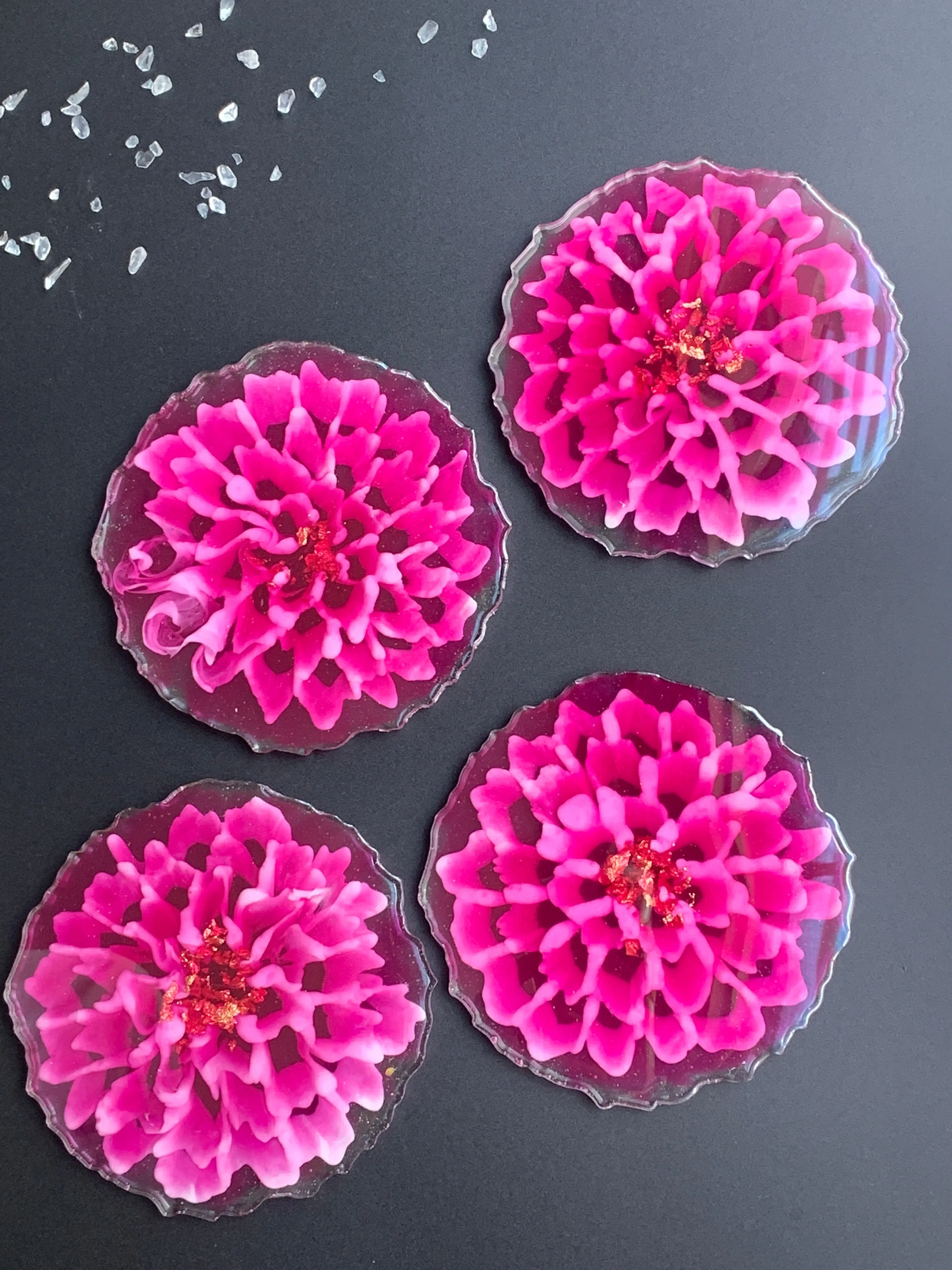 3D Floral Coasters - Dahlia Magenta