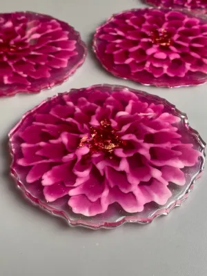 3D Floral Coasters - Dahlia Magenta