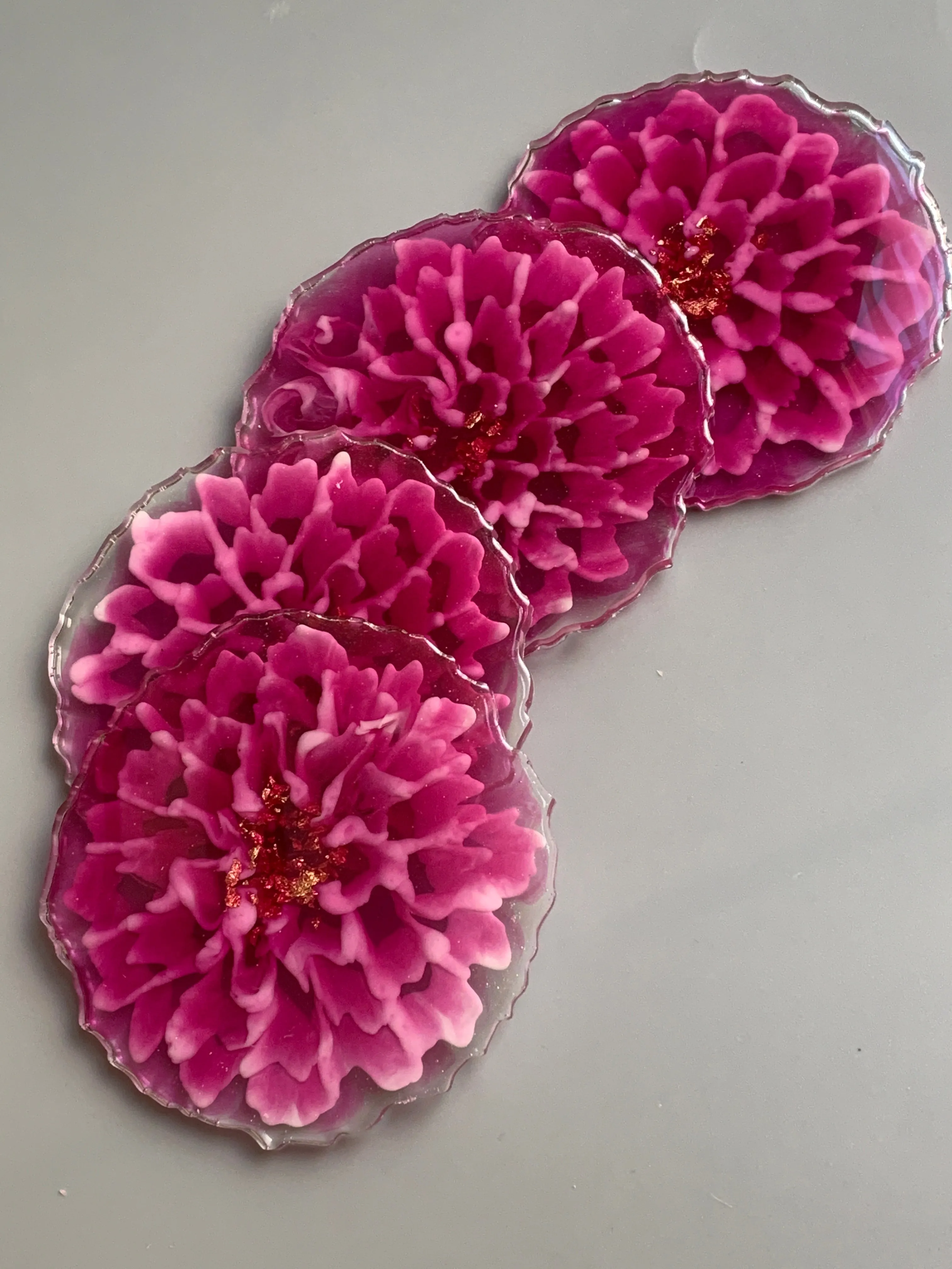 3D Floral Coasters - Dahlia Magenta