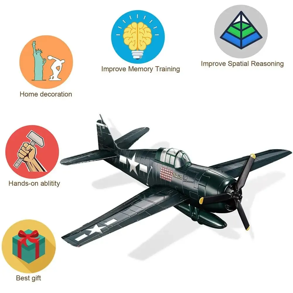 3d Metal Puzzle Grumman F6f Hellcat Model Kits for Teens Diy Toy Jigsaw Birthday Gifts