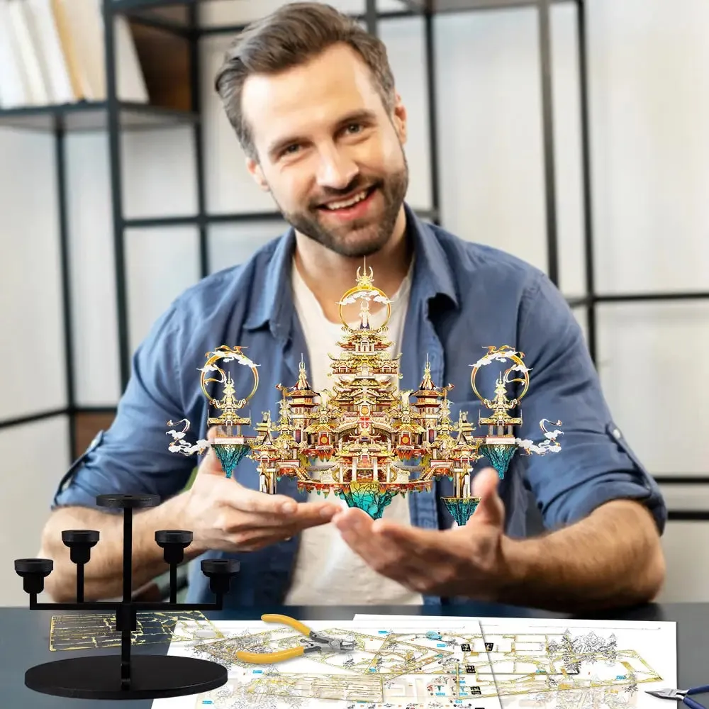 3d Metal Puzzle Lingxiao Palace Assembly Model Kits for Kids Adult Jigsaw Diy Set for Brain Teaser Home Decoration