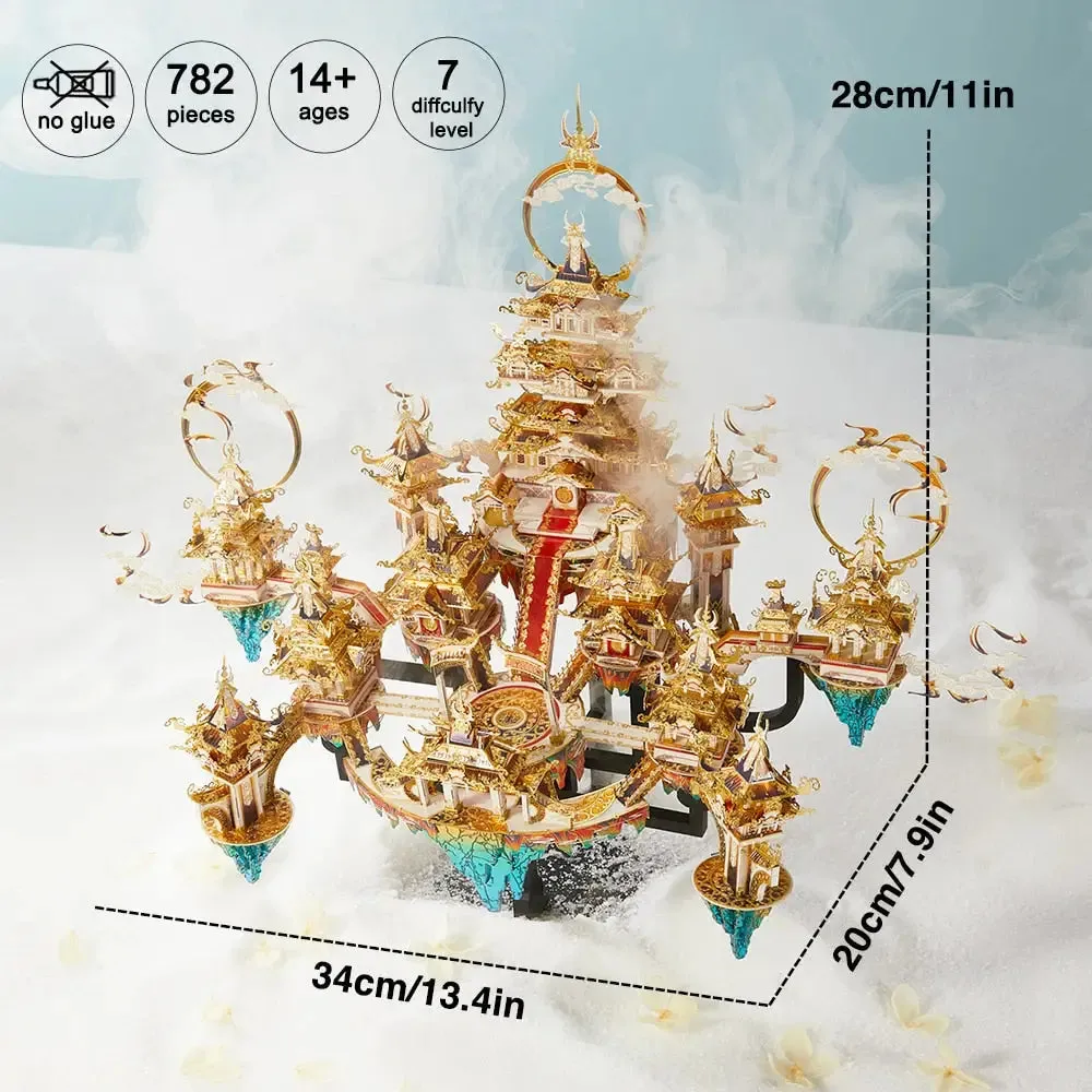 3d Metal Puzzle Lingxiao Palace Assembly Model Kits for Kids Adult Jigsaw Diy Set for Brain Teaser Home Decoration
