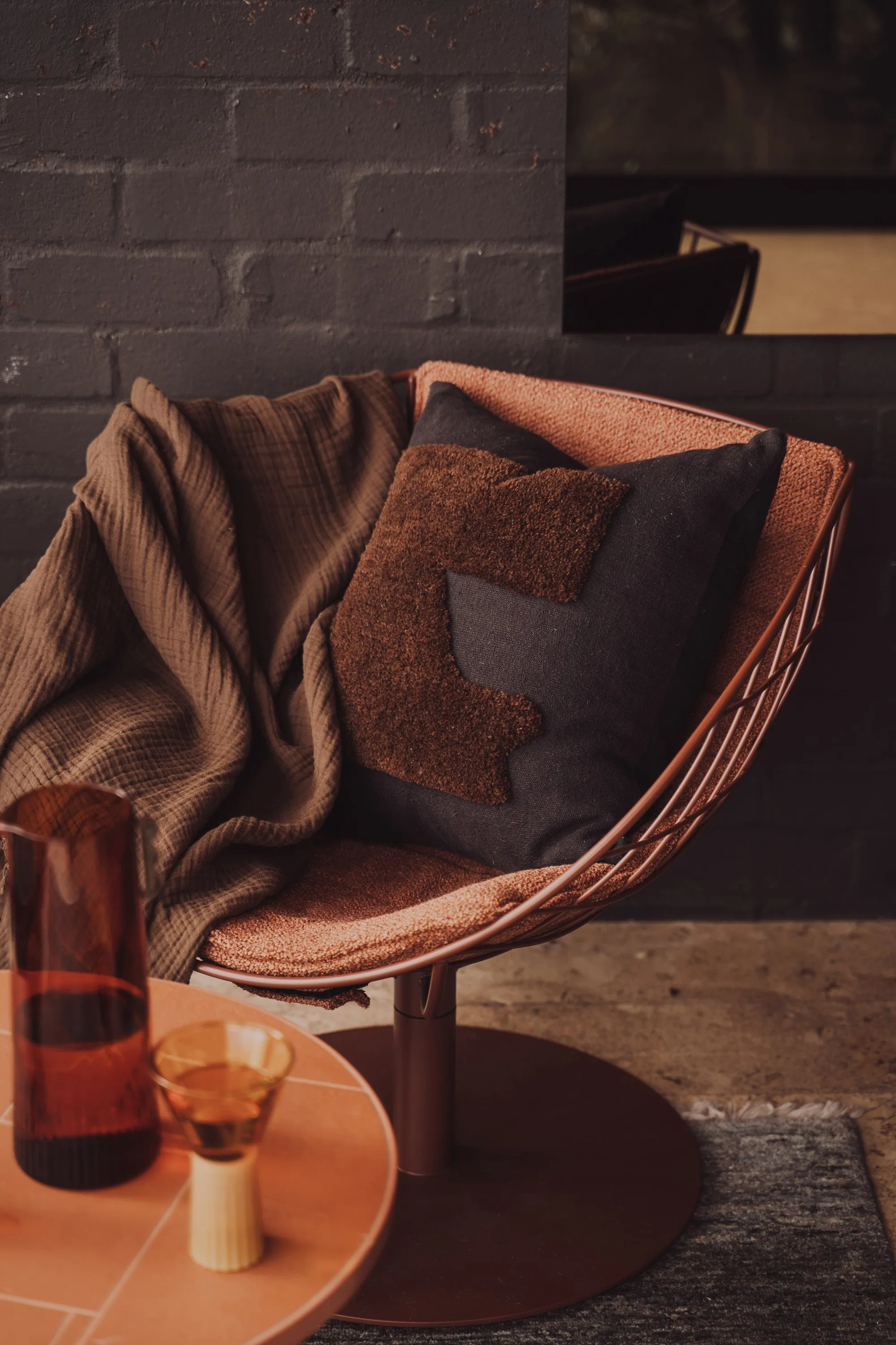 Abstract Square Cushion - Black/Chocolate