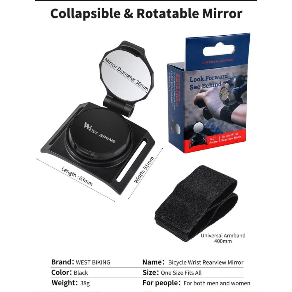 Adjustable Rear View Wrist Wear Mirror