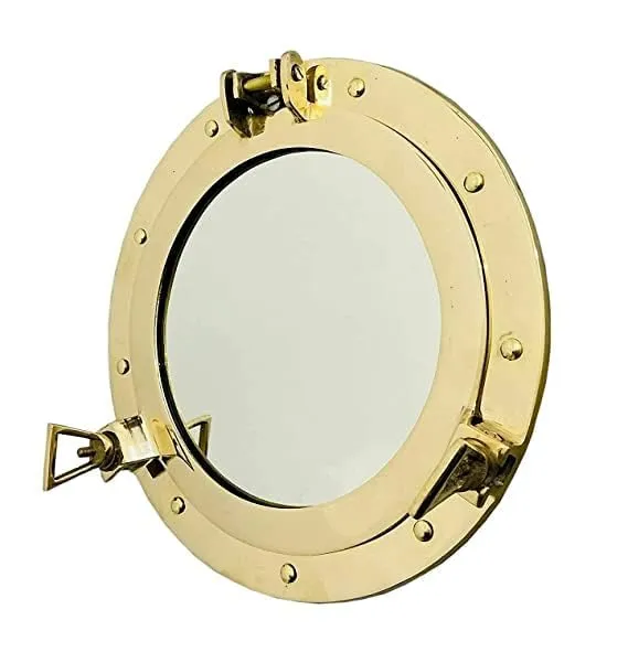 ALFAMART HT Nautical Brass Gold 12" Ship Porthole Window – Authentic Maritime Decor for Wall or Door