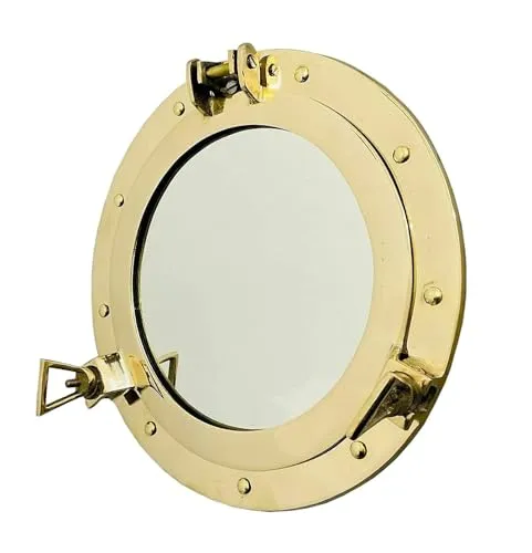 ALFAMART HT Nautical Brass Gold 12" Ship Porthole Window – Authentic Maritime Decor for Wall or Door