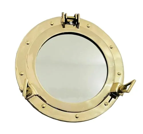 ALFAMART HT Nautical Brass Gold 12" Ship Porthole Window – Authentic Maritime Decor for Wall or Door
