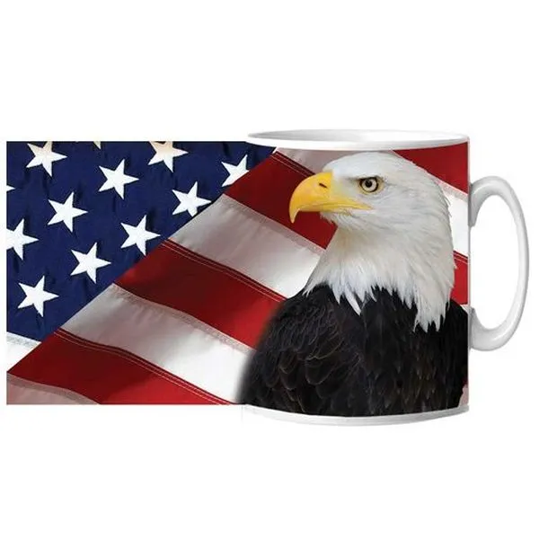 American Flag with Eagle Ceramic Mug 15 oz