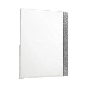 Ara 33 x 39 Dresser Mirror, Crystal Accents, White Glossy Laminate Finish By Casagear Home