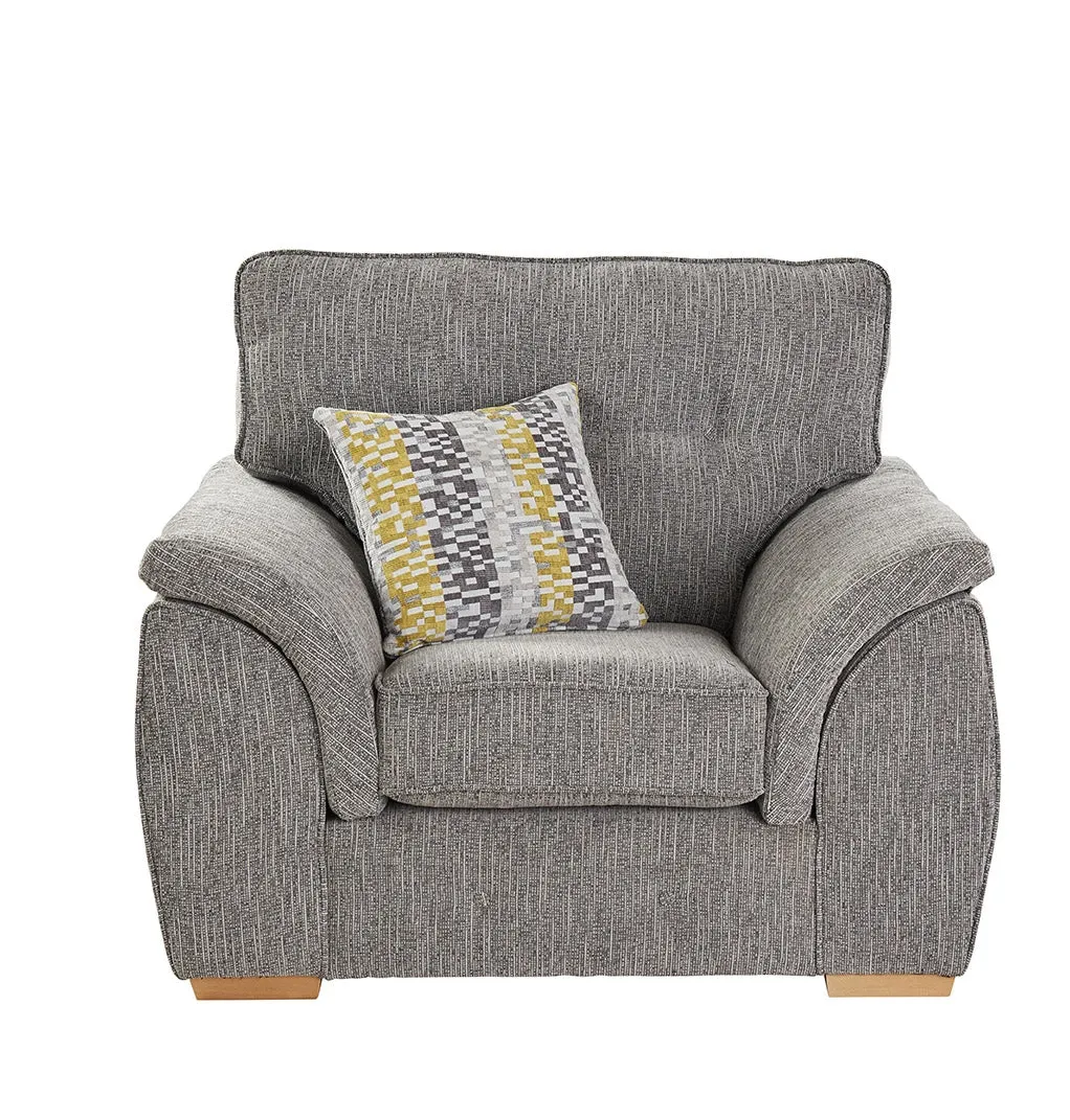 Ashley Empress Plain Grey /Tetris Mustard Armchair by Red Rose