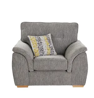Ashley Empress Plain Grey /Tetris Mustard Armchair by Red Rose