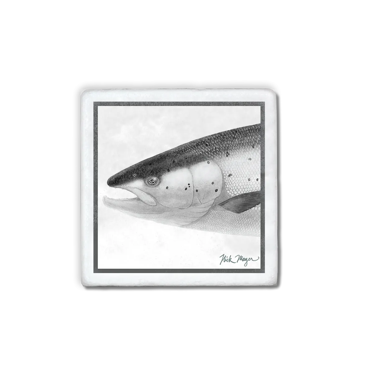 Atlantic Salmon Marble Stone Coasters - Set of 4