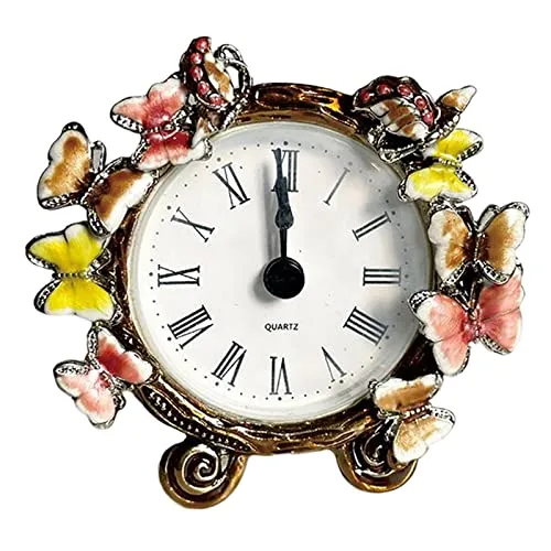 ATORSE® Retro Vintage Table Clock Battery Operated Roman Numerals Rustic Metal Clock