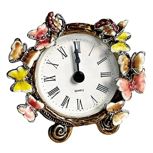 ATORSE® Retro Vintage Table Clock Battery Operated Roman Numerals Rustic Metal Clock