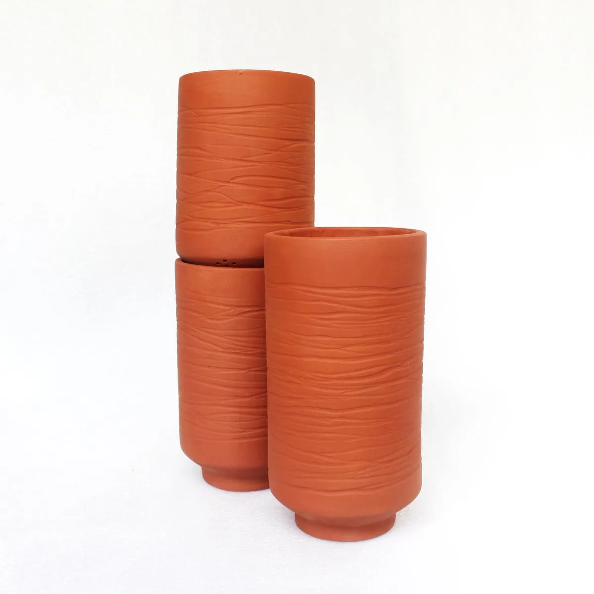 Barrel Terracotta Planters Set of 3 (Large,Medium,Small)