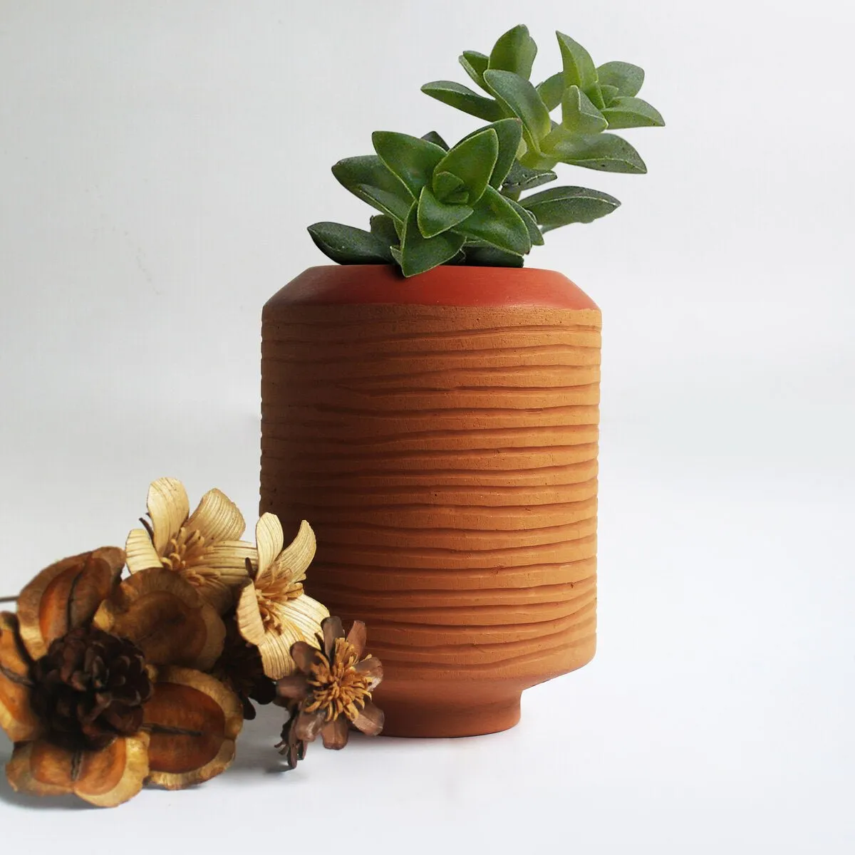 Barrel Terracotta Planters Set of 3 (Large,Medium,Small)