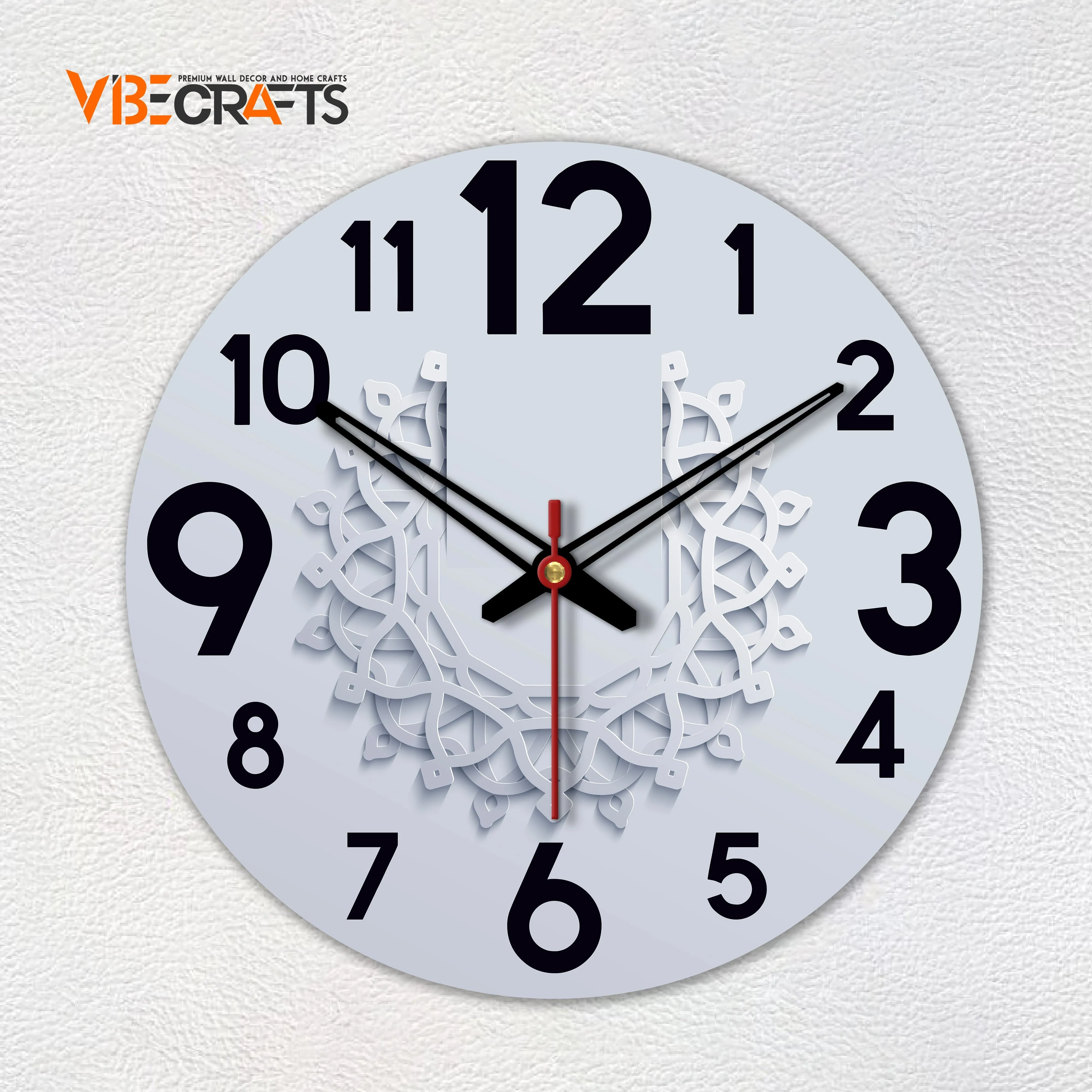 Beautiful Pattern Printed Wooden Wall Clock
