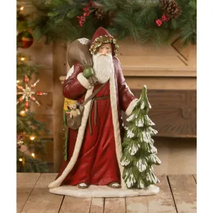 Bethany Lowe Traditional Father Christmas With Tree Figurine