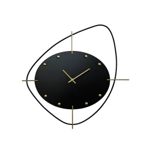 Black Abstract Wall Clock 47cm