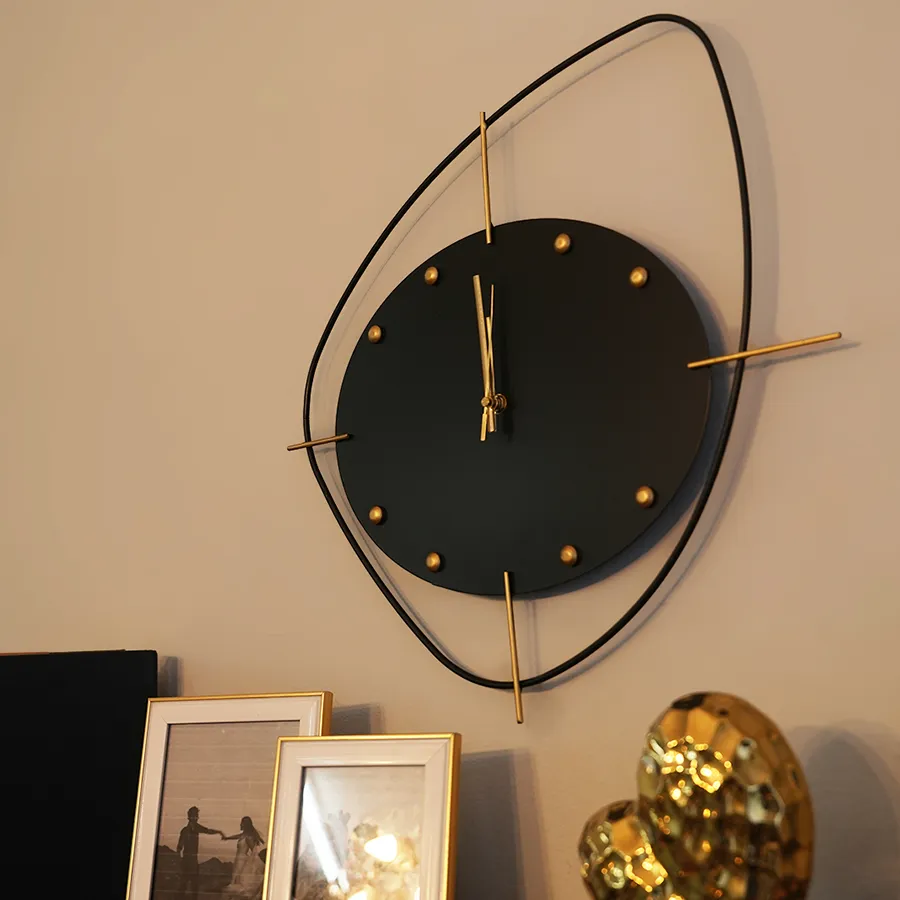 Black Abstract Wall Clock 47cm