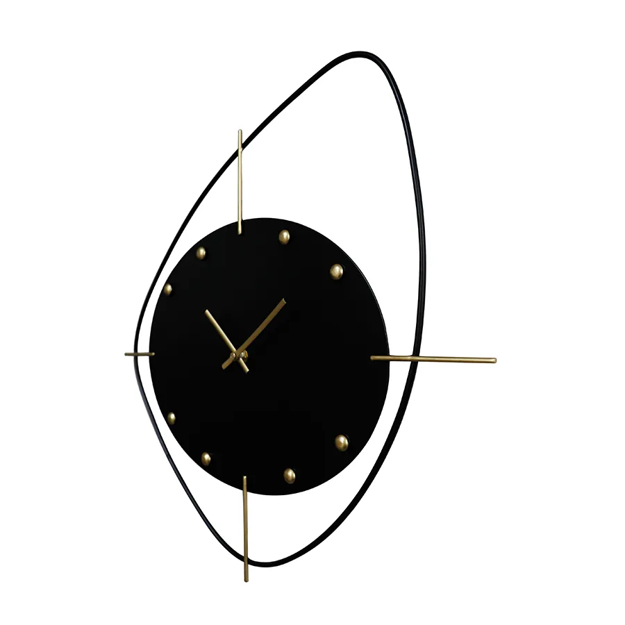 Black Abstract Wall Clock 47cm