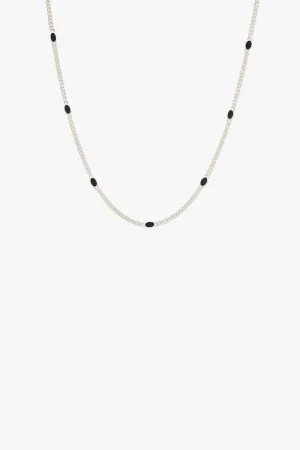 Black dotted chunky chain necklace silver 