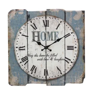Blue & White Roman Numeral Wood Clock - 15 Inch (WS)