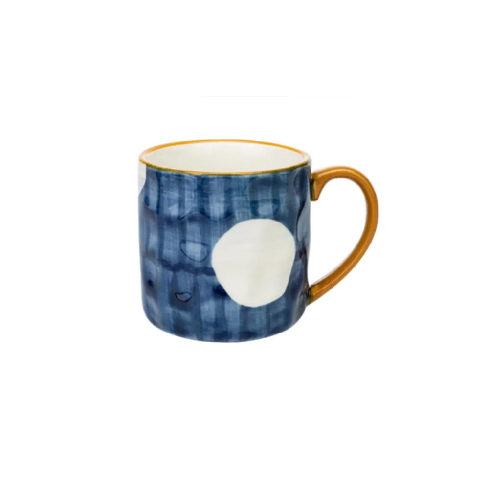 Blue Ceramic Mugs   Spoon