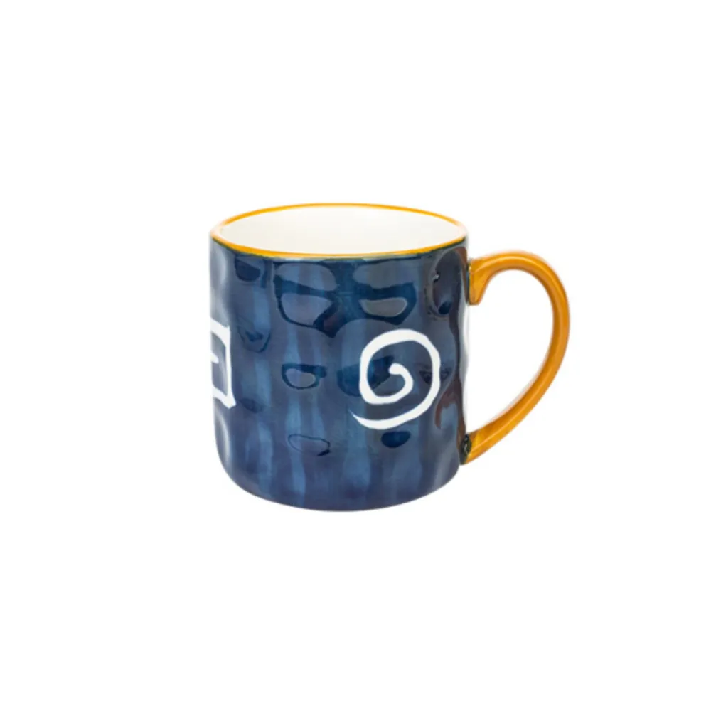 Blue Ceramic Mugs   Spoon