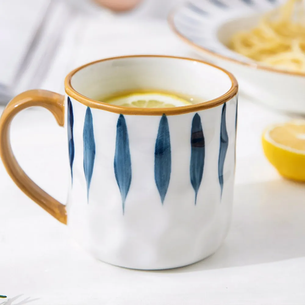 Blue Ceramic Mugs   Spoon