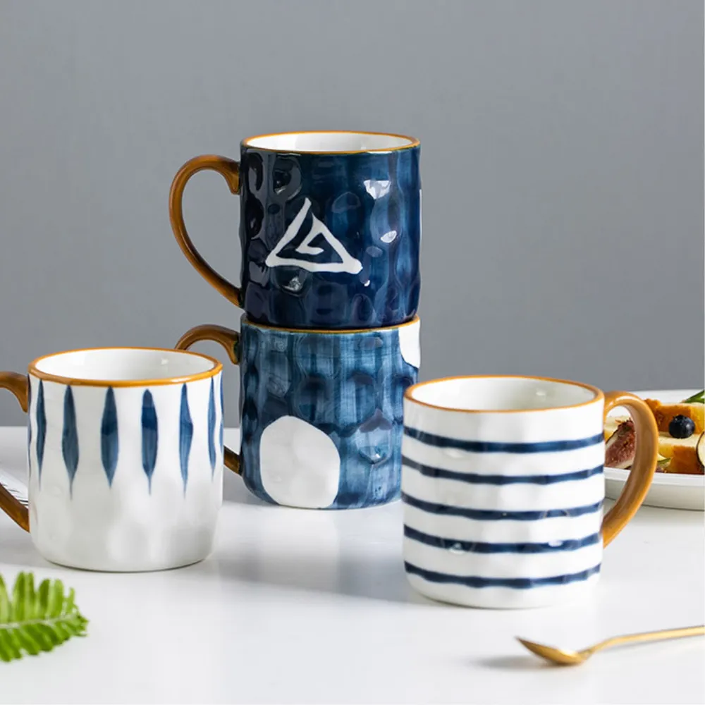 Blue Ceramic Mugs   Spoon