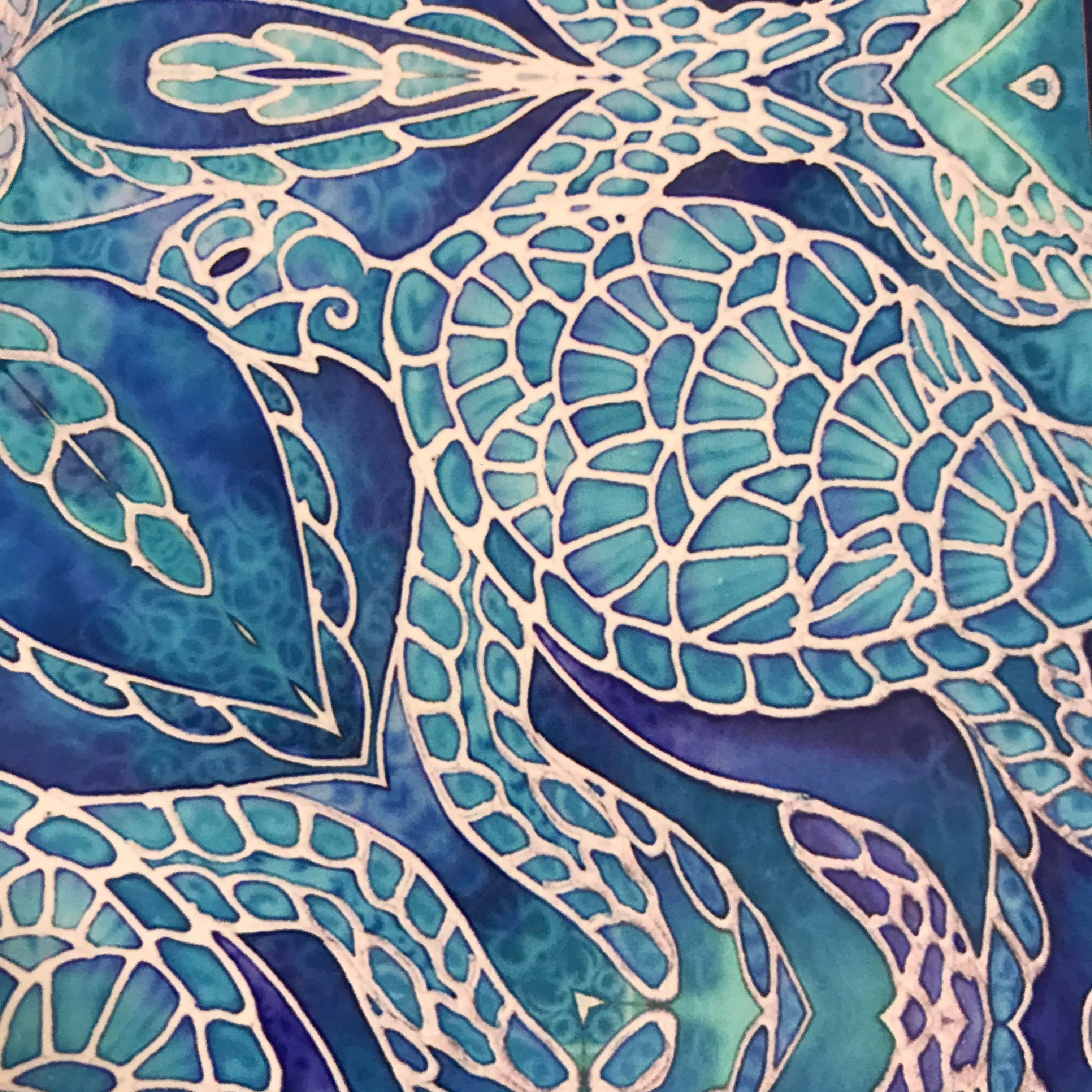 Blue Turtle Mandala Square Mats & Coasters - Sea Life Table Mats