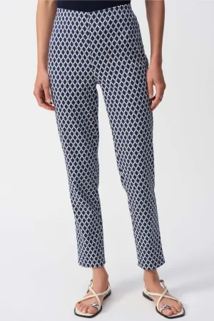 BLUE WHITE GEOMETRIC SLIM PANT