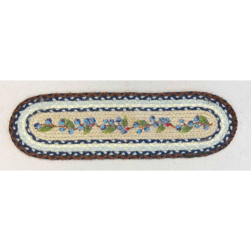 Blueberry Vine Woven Jute Oval Table Runner