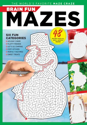 Brain Fun - Mazes: 48 Puzzles, All Skill Levels, Holiday Gingerbread Cookies, Christmas Snowmen, Twisty Paths, Avoid Traps, Dead-End Techniques, Pencil Tricks, Solving Tips & Solutions Inside!