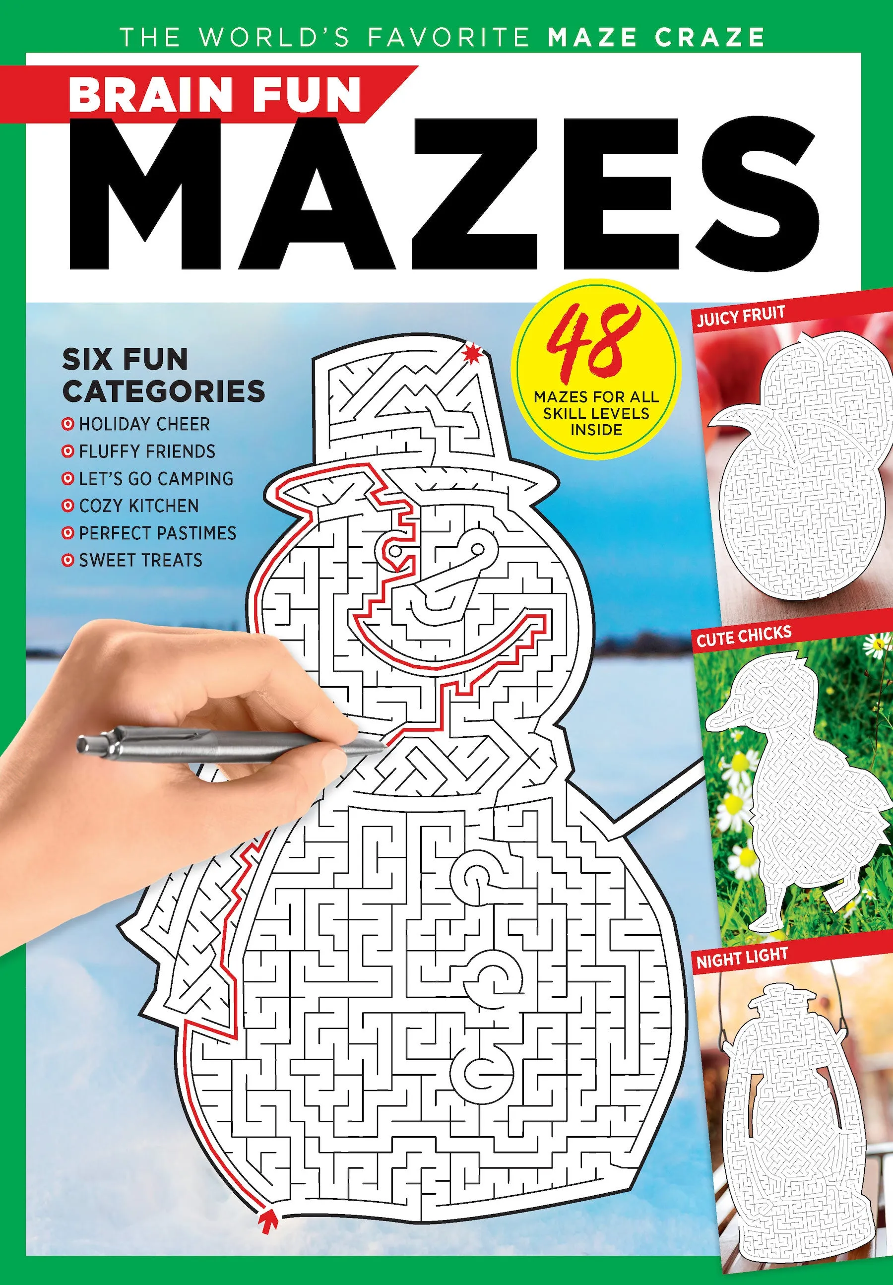 Brain Fun - Mazes: 48 Puzzles, All Skill Levels, Holiday Gingerbread Cookies, Christmas Snowmen, Twisty Paths, Avoid Traps, Dead-End Techniques, Pencil Tricks, Solving Tips & Solutions Inside!