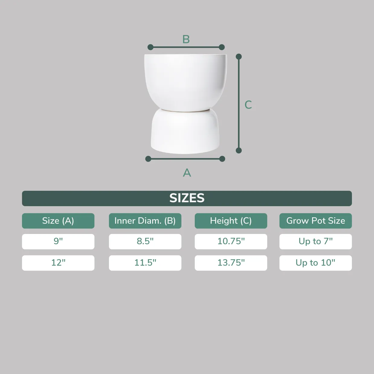 Ceramic Hourglass Planter - 12"