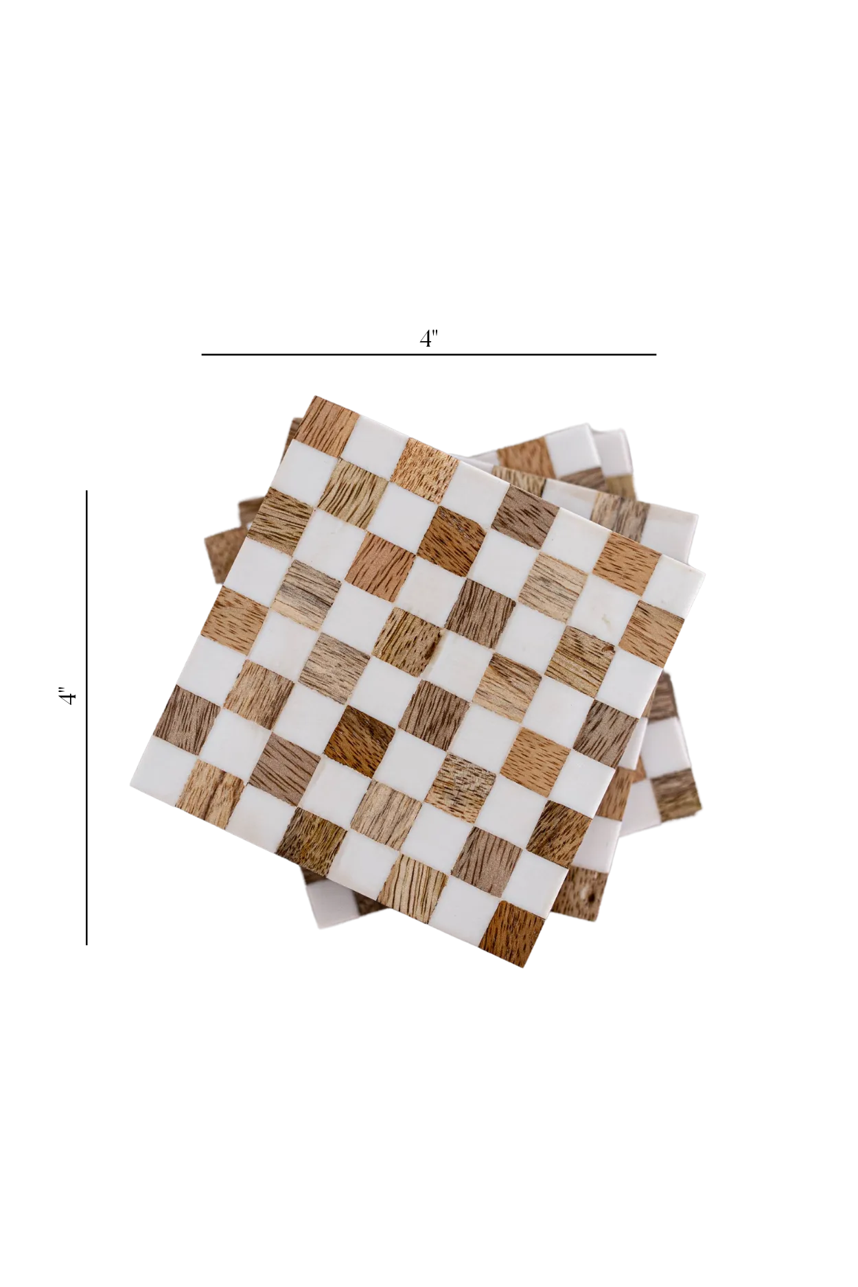 Checkered Wood & Resin Coasters (set of 4)